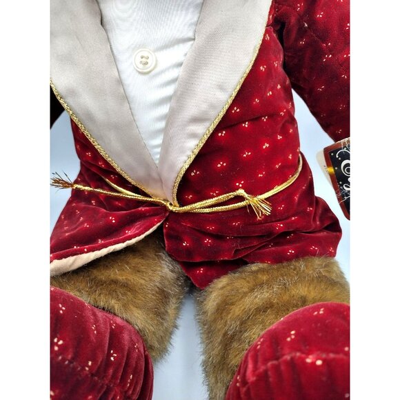 Applause Teddy Bear Red Evening Robe Slippers Vintage 1986 23 Inches Soft Plush - Picture 8 of 16